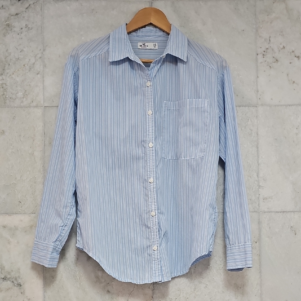Hollister Light Blue Striped Blouse